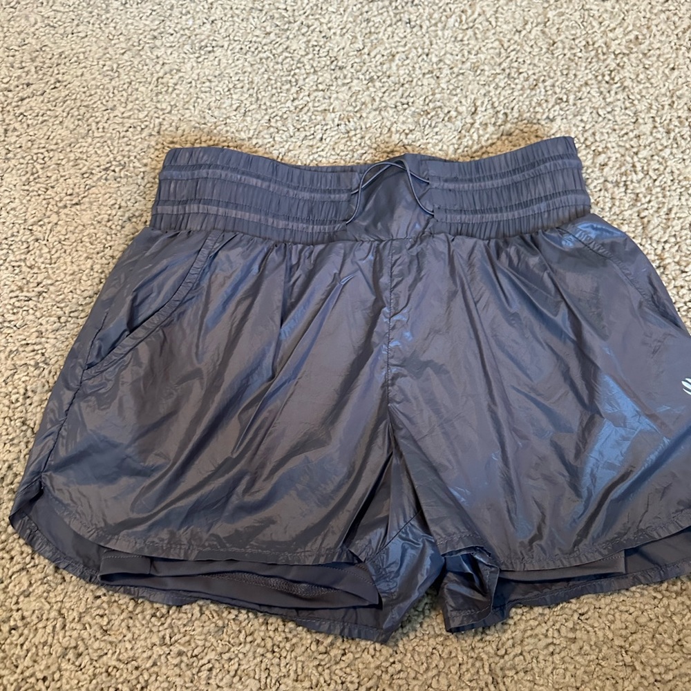 F21 Silvery Shorts with compression shorts under